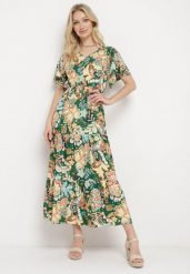 Zielona Bawełniana Sukienka w Stylu Boho z Elastyczną Gumką w Talii Morgaine. Zielone sukienki Born2be, l, bez wzorów, z bawełny, boho, bez kołnierzyka, bez ramiączek, maxi. W wyprzedaży za 38.49 zł.
