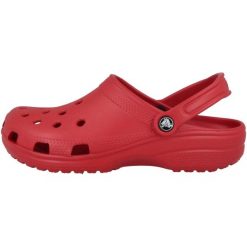 Klapki unisex, Crocs Classic. Czerwone klapki Crocs, bez wzorów, bez obcasa, bez zapięcia. Za 189.99 zł.