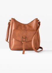 Torebka na ramię. Brązowe torebki klasyczne bonprix, bez wzorów, ze skóry, eleganckie, na ramię, bez dodatków. Za 109.99 zł.