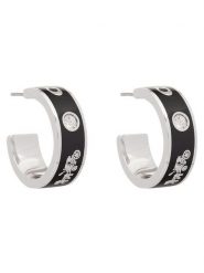 Coach Kolczyki Enamel Horse & Carriage Hoop Earrings 37479036RHO003 Czarny. Czarne kolczyki Coach, metalowe. Za 209.99 zł.