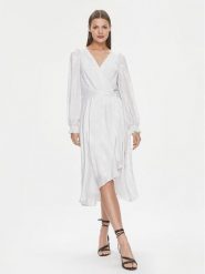 DKNY Sukienka letnia DD3JA479 Biały Regular Fit. Białe sukienki DKNY, bez wzorów, z syntetyku, bez kołnierzyka, bez ramiączek. Za 379.99 zł.