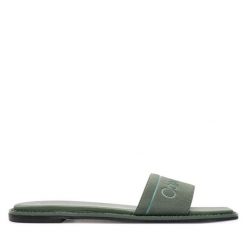 Klapki Calvin Klein. Zielone klapki Calvin Klein, bez wzorów, bez obcasa, bez zapięcia. Za 369.99 zł.