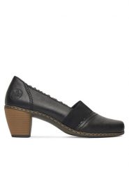 Rieker Półbuty 40911-00 Czarny. Czarne półbuty wsuwane Rieker, bez wzorów, ze skóry, bez obcasa, na obcasie. Za 319.99 zł.