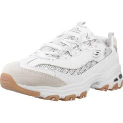 Buty SKECHERS D LITES STELLAR SHIMMER Biały. Białe trekkingi Skechers, bez wzorów, z syntetyku, bez zapięcia, trekkingowe. Za 316.99 zł.