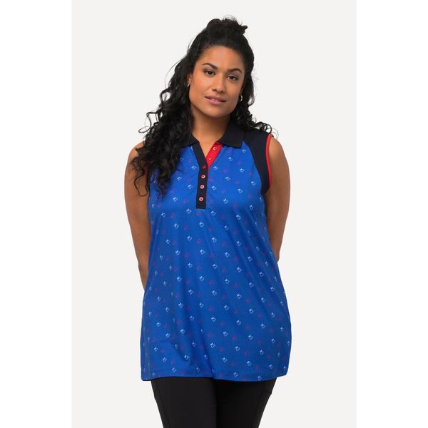 Damskie Top polo golfowe serduszka Slim Fit bez rękawów szybkoschnący. Niebieskie topy Ulla Popken, plus size, bez wzorów, z elastanu, sportowe, bez kołnierzyka, bez ramiączek. Za 195.99 zł.