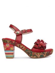 Laura Vita Sandały Nellao 31 Czerwony. Czerwone sandały LAURA VITA, bez wzorów, ze skóry, bez obcasa, na słupku, bez zapięcia. Za 439.99 zł.