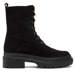 Trapery Pollini. Czarne traperki Pollini, bez wzorów, bez obcasa, bez zapięcia. Za 1,599.00 zł.