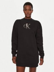 Calvin Klein Jeans Sukienka dzianinowa J20J224834 Czarny Relaxed Fit. Czarne sukienki Calvin Klein Jeans, m, bez wzorów, z bawełny, bez kołnierzyka, bez ramiączek. Za 479.99 zł.