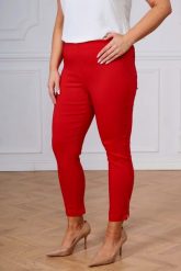 Czerwone spodnie chinosy Nina z zamkami 7/8 PLUS SIZE XXL WIOSNA. Czerwone chinosy Nasi partnerzy, bez wzorów, z elastanu, biznesowe, krótkie. Za 159.90 zł.