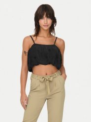 ONLY Top Lou 15342566 Czarny Cropped Fit. Czarne topy ONLY, s, bez wzorów, z bawełny, bez kołnierzyka, bez ramiączek. Za 59.99 zł.