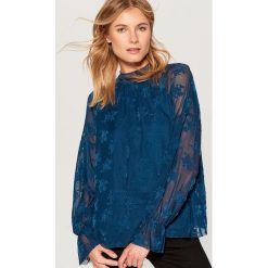 Bluzka z tkaniny devore - Turkusowy. Bluzki marki Reserved. W wyprzedaży za 49.99 zł.