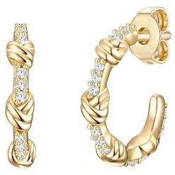 Glanzstücke München Srebrne kolczyki kreole srebro wysokiej próby Cyrkonia żółte złoto Kolczyki 1 ct Damski. Szare kolczyki Glanzstücke München, z cyrkonią, srebrne. Za 219.99 zł.