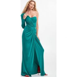 Sukienka ELISABETTA FRANCHI. Zielone sukienki Elisabetta Franchi, z aplikacjami, bez kołnierzyka, bez ramiączek, maxi, gorsetowe. Za 2,939.00 zł.