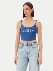 Guess Top V5GP16 K8RT2 Niebieski Regular Fit. Niebieskie topy Guess, xl, z aplikacjami, z wiskozy, bez kołnierzyka, bez ramiączek. Za 99.99 zł.