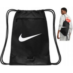 Worek Nike Brasilia sportowy na buty. Czarne buty treningowe Nike, bez wzorów, bez zapięcia, trekkingowe. Za 76.00 zł.
