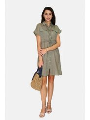 Le Jardin du Lin Lniana sukienka w kolorze khaki rozmiar: 38. Brązowe sukienki Le jardin du lin, bez wzorów, ze lnu, klasyczne, bez kołnierzyka, bez ramiączek, mini. Za 95.69 zł.