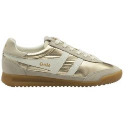 Damskie zamszowe buty sportowe Gola Firefly Metallic. Białe buty treningowe Gola, bez wzorów, z gumy, bez zapięcia. Za 432.50 zł.