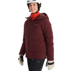 Kurtka puchowa damska Marmot Slingshot. Brązowe kurtki narciarskie Marmot, na zimę, m, bez wzorów, z puchu, bez kaptura, narciarskie. Za 909.99 zł.