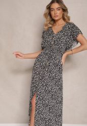 Czarna Rozkloszowana Sukienka z Bawełny z Gumką w Pasie w Drobne Kwiaty Pulinea. Czarne sukienki Renee, na co dzień, l, bez wzorów, z bawełny, eleganckie, bez kołnierzyka, bez ramiączek, maxi, rozkloszowane. W wyprzedaży za 43.99 zł.