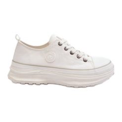 Damskie Trampki Na Masywnej Podeszwie Big Star NN274126 Białe. Białe trampki bez wzorów, retro, bez zapięcia. Za 224.56 zł.