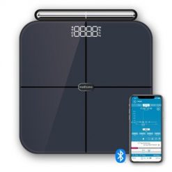 Holistyczna 8-punktowa waga analityczna Medisana BS 850 do 180 kg |VitaDock | pomiar całego ciała | antracytowy. Szare wagi łazienkowe Medisana. Za 247.99 zł.