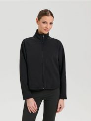 Bluza na zamek ze stójką - czarny. Czarne bluzy Sinsay, l, bez wzorów, bez kaptura. Za 29.99 zł.