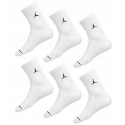 Skarpety Jordan Everyday Cushioned Crew 6 par białe. Białe skarpetki Jordan, bez wzorów. Za 131.99 zł.