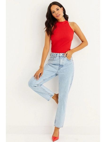 Cool & Sexy Top w kolorze czerwonym rozmiar: L. Czerwone topy Cool & Sexy, l, bez wzorów, bez kołnierzyka, bez ramiączek. Za 43.99 zł.