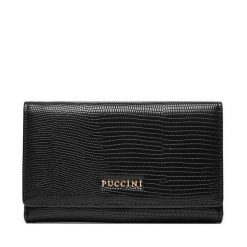 Duży Portfel Damski Puccini. Czarne portfele Puccini, bez wzorów. Za 89.99 zł.