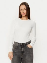 Tommy Jeans Bluzka Essential DW0DW17387 Écru Slim Fit. Bluzki Tommy Jeans, s, bez wzorów, z bawełny, bez kołnierzyka, bez ramiączek. Za 159.99 zł.