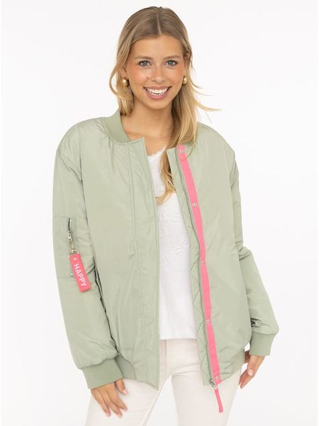 Zwillingsherz Kurtka "Happy" w kolorze jasnozielono-różowym rozmiar: XL. Zielone kurtki Zwillingsherz, xl, bez wzorów, bez kaptura. Za 252.99 zł.
