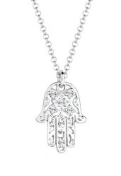 Elli Damska zawieszka ręka Hamsa z kryształami w srebrze 925 Sterling Silver Naszyjniki 1 ct Damski. Szare naszyjniki Elli, z materiału, z kryształem, srebrne. Za 328.99 zł.