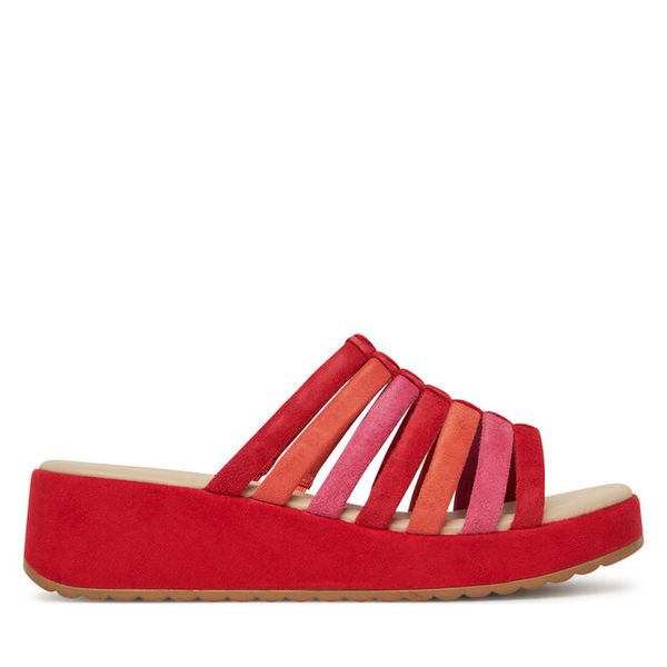 Klapki Caprice. Czerwone klapki Caprice, bez wzorów, bez obcasa, bez zapięcia. Za 219.99 zł.