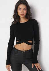 Czarny Dopasowany Sweter z Ozdobnym Krótszym Dołem Jamorsen. Czarne swetry Born2be, bez wzorów, z jeansu, eleganckie, bez ramiączek. W wyprzedaży za 127.49 zł.