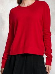 Sweter z okrągłym dekoltem - czerwony. Czerwone swetry Sinsay, l, bez wzorów, bez ramiączek. Za 39.99 zł.