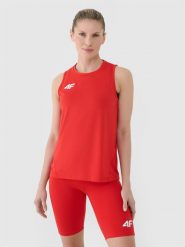 4F Top treningowy szybkoschnący damski - czerwony L. Czerwone topy sportowe 4f, l, bez wzorów, z dzianiny, do biegania. Za 119.99 zł.