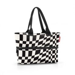 Torba shopper e1, op-art. Czarne shopper bag Reisenthel, bez wzorów, z materiału, eleganckie, na ramię, bez dodatków. W wyprzedaży za 77.90 zł.