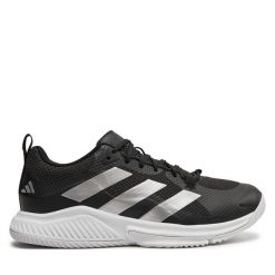 Buty halowe adidas. Czarne buty sportowe lifestyle adidas, bez wzorów, bez zapięcia. Za 259.99 zł.