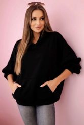 Bluza z kapturem masełko czarna. Czarne bluzy KESI, l, bez wzorów, z elastanu, eleganckie, bez ramiączek, z kapturem. Za 204.91 zł.