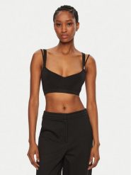 Patrizia Pepe Top 8K0282/K236-K103 Czarny Regular Fit. Czarne topy Patrizia Pepe, bez wzorów, z wiskozy, bez kołnierzyka, bez ramiączek. Za 399.99 zł.