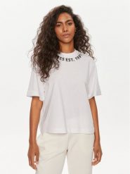 Guess T-Shirt W4YI14 JA914 Biały Regular Fit. Białe t-shirty Guess, xs, z aplikacjami, z bawełny, bez kołnierzyka, bez ramiączek. Za 99.99 zł.