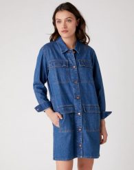 SUKIENKA WRANGLER UTILITY DRESS WANDERER W29Y-5E-14I 112128599. Sukienki Wrangler, s, bez wzorów, bez kołnierzyka, bez ramiączek. Za 269.99 zł.