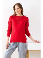 Milan Kiss Sweter w kolorze czerwonym rozmiar: L. Czerwone swetry Milan Kiss, l, bez wzorów, bez ramiączek. Za 114.17 zł.