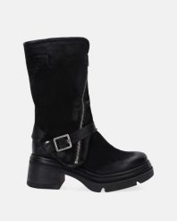 CZARNE BOTKI Z ZAMSZU A89215 NERO. Czarne botki Venezia, bez wzorów, ze skóry, bez obcasa, bez zapięcia. Za 999.00 zł.