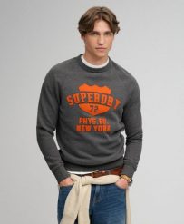 Superdry Bluza Athletic Felt Applique z dekoltem — luźny varsity look – Light. Szare bluzy bez kaptura Superdry, m, z aplikacjami, z bawełny, bez kaptura. Za 345.10 zł.