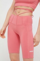 Guess szorty damskie kolor różowy gładkie high waist. Czerwone szorty Guess, z aplikacjami, z dzianiny. Za 289.99 zł.