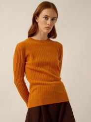 Just Cashmere Kaszmirowy sweter "Avana" w kolorze karmelowym rozmiar: L. Brązowe swetry Just Cashmere, l, bez wzorów, z kaszmiru, bez ramiączek. Za 440.95 zł.