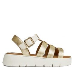 Sandały Geox. Brązowe sandały Geox, bez wzorów, bez obcasa, na płaskiej podeszwie, bez zapięcia. Za 469.99 zł.