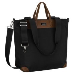 Duża, czarna shopperka damska na uchwytach i doczepianym pasku Peterson PTN CTY-16. Czarne torebki klasyczne Peterson, bez wzorów, ze skóry ekologicznej, duże, bez dodatków. Za 79.99 zł.