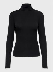 ONLY Golf Sille 15256046 Czarny Slim Fit. Czarne swetry ONLY, l, bez wzorów, z lyocellu, bez ramiączek. Za 79.99 zł.